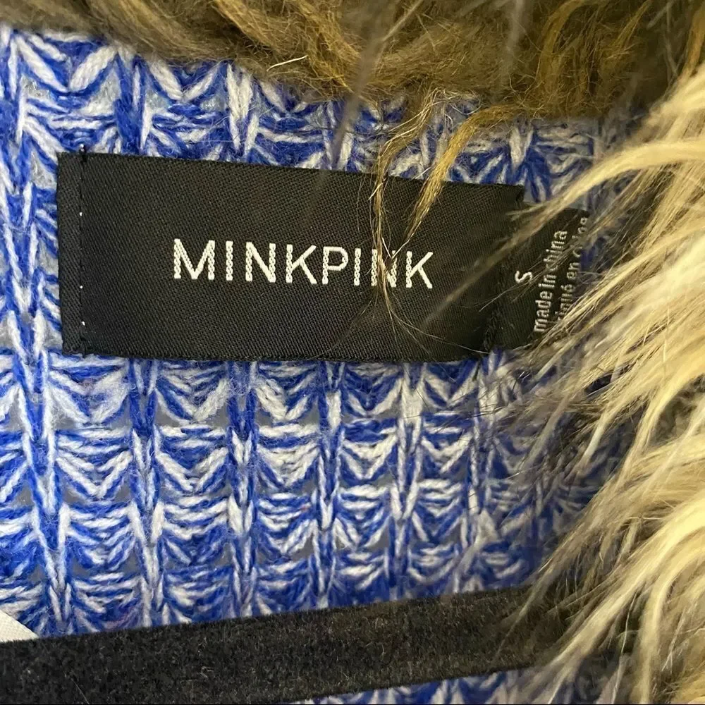 MinkPink Faux Fur Open Sweater Cardigan Sz S - Picture 8 of 9